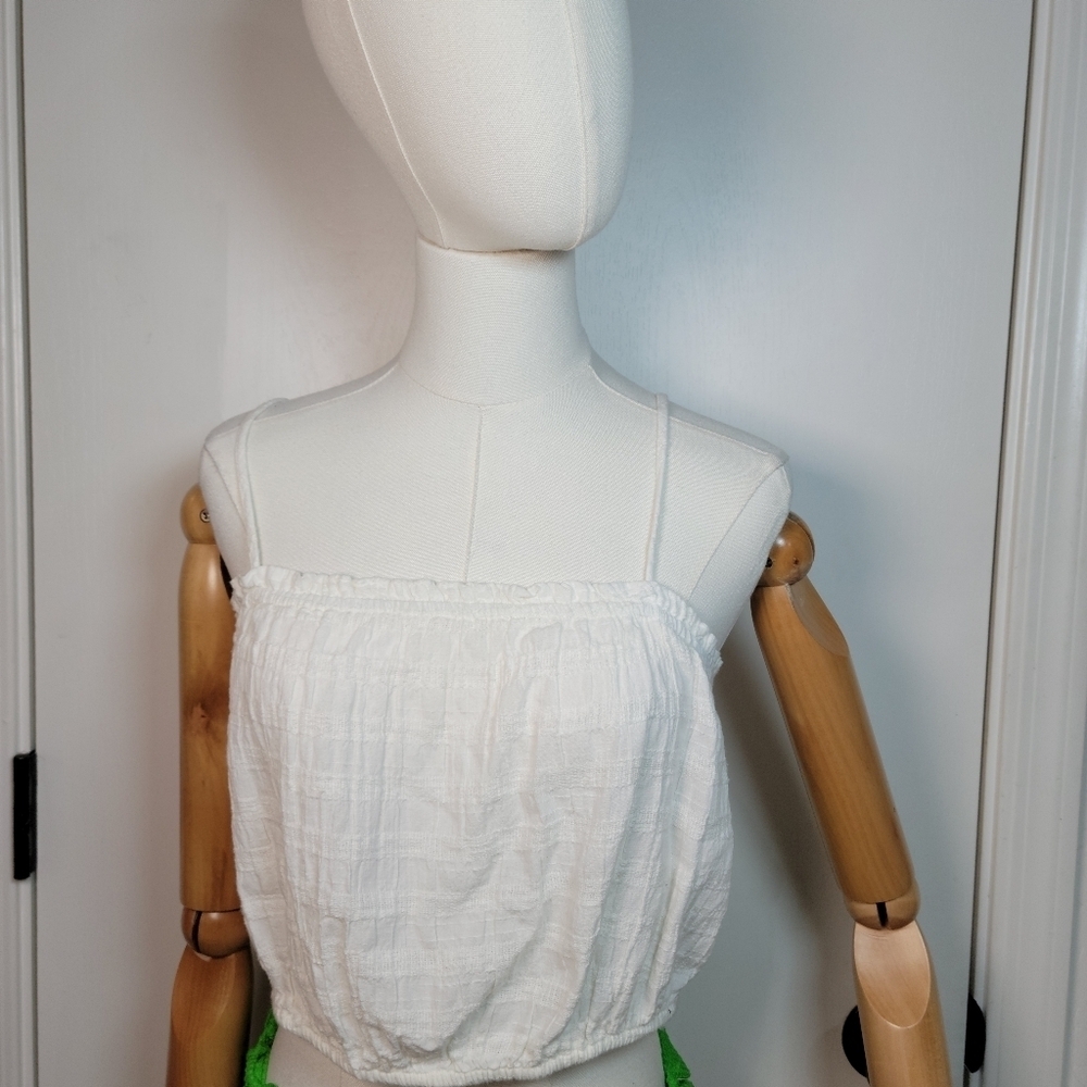 Aerie 98% Cotton White Crop Muslin Inspired Summer Top Size Medium